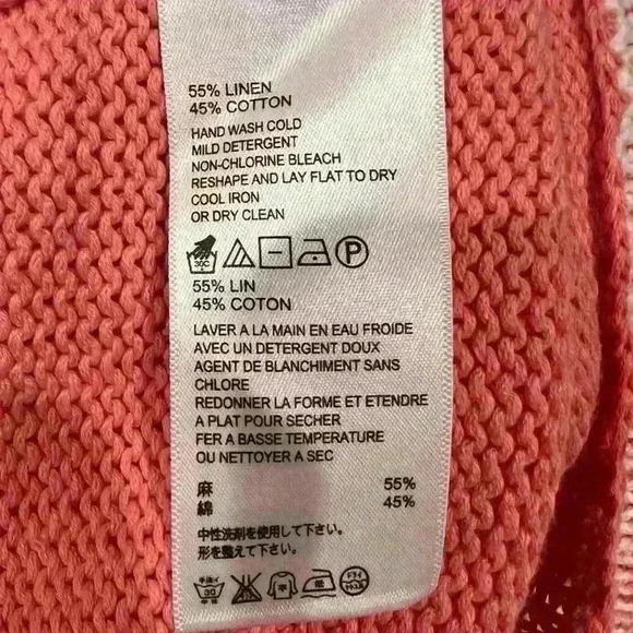 Tommy Bahama, Coral Linen Blend Sweater. Size XS/TP - Picture 6 of 6